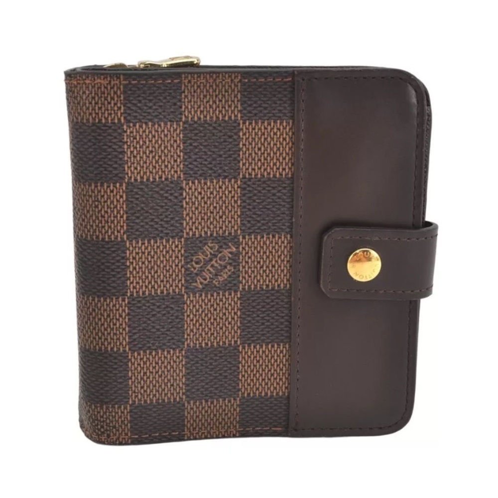 Authentic Louis Vuitton Damier Compact Zip Bifold Wallet Purse